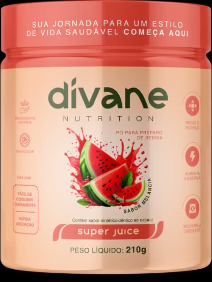 Pote do Super Juice de Melancia da Divane Nutrition
